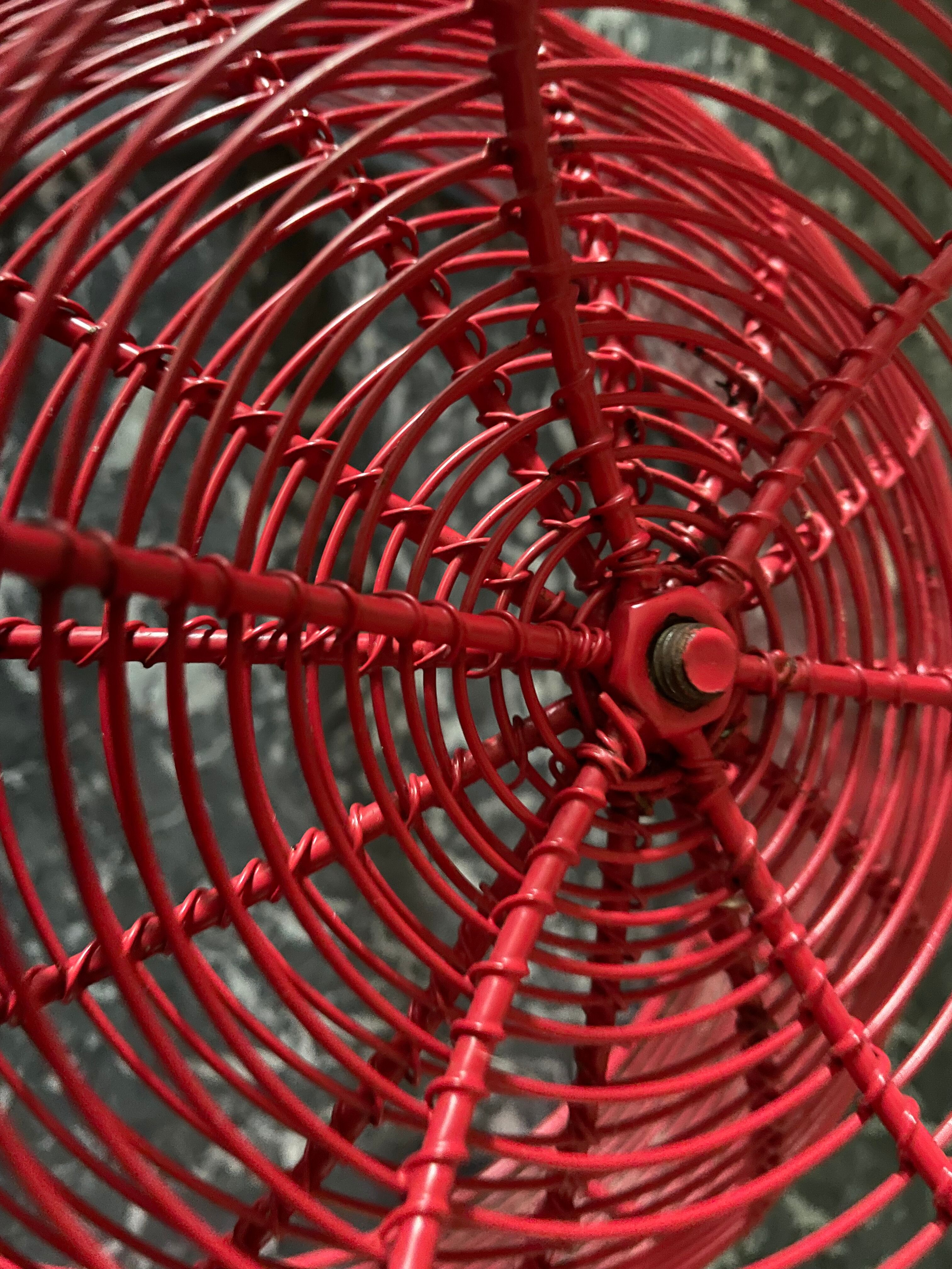 Red wired metal fruit basket