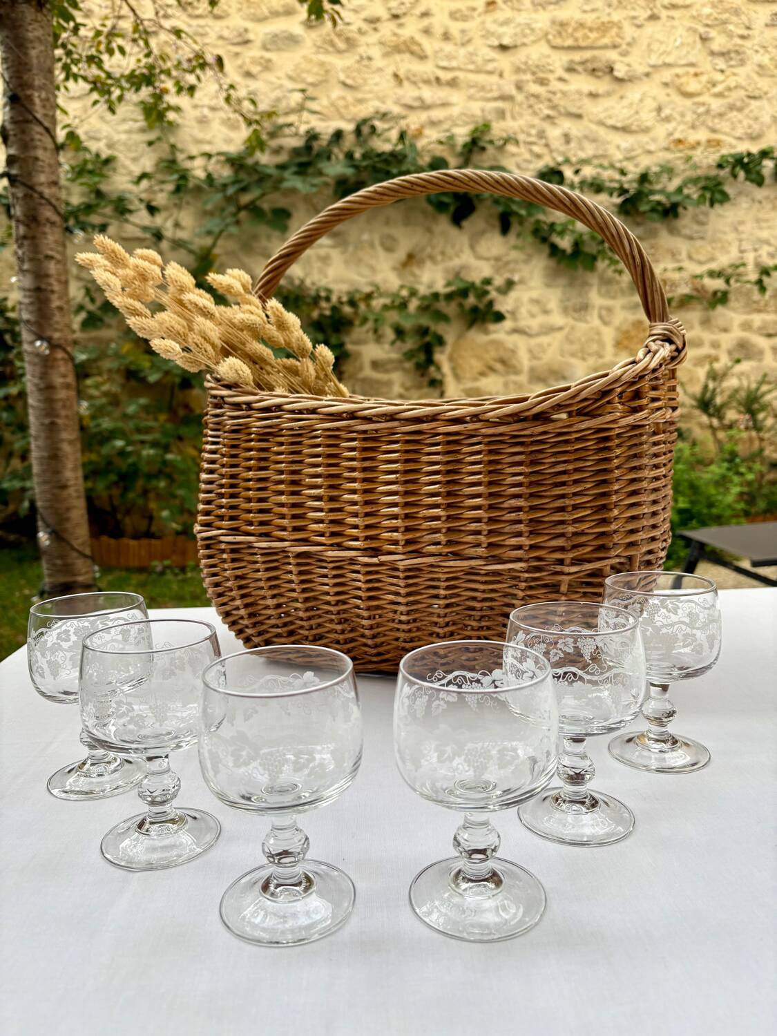 6 Luminarc vine shoot wine glasses