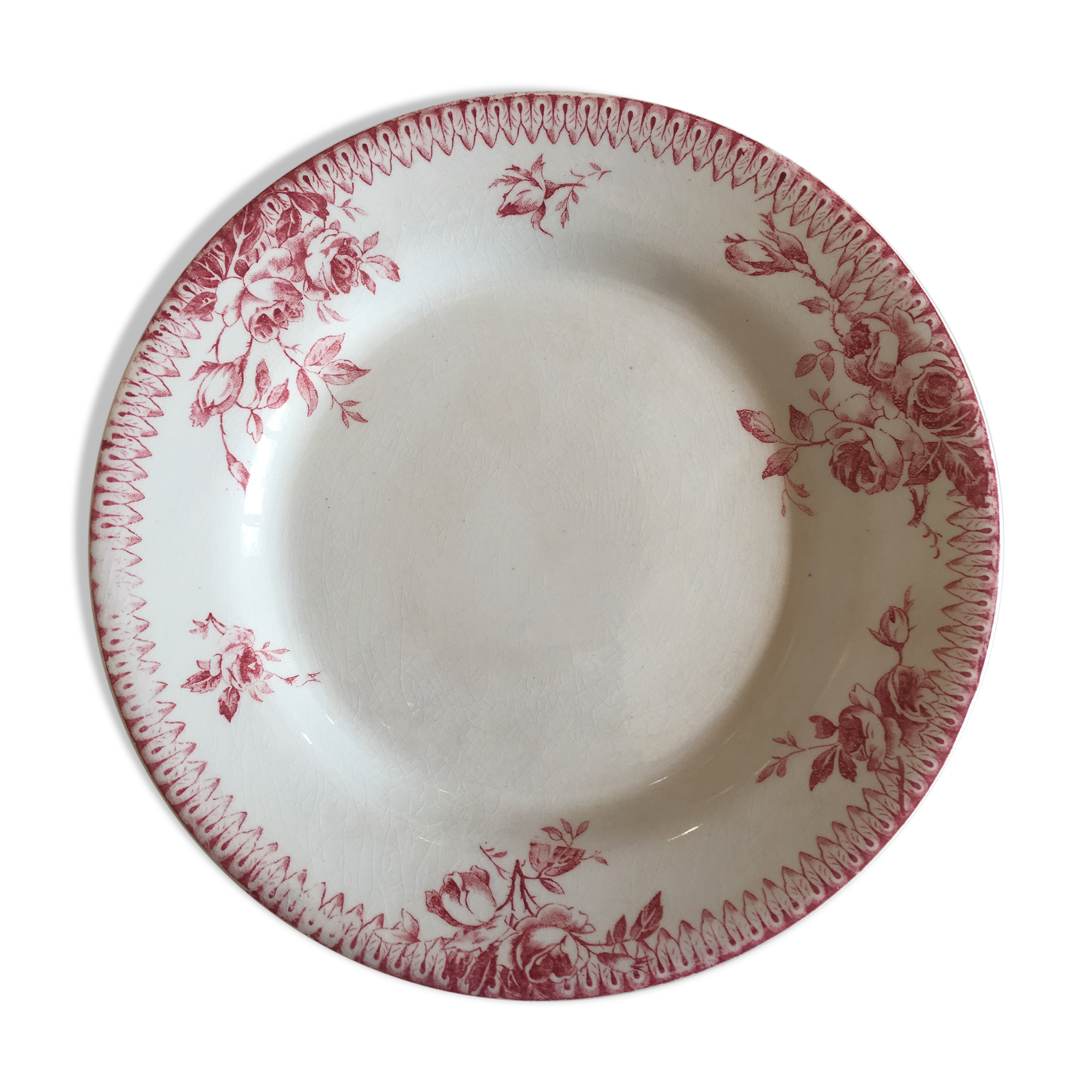 Plate faience of Gien to rose Pomponette design