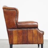 wing chair made of sheep leather