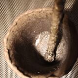 Patinated bronze spice mortar and pestle irregularly shaped - 1970s
