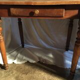 Beech and poplar table with drawer