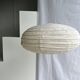 Large oval flat Japanese-style suspension in rattan and natural linen H35 D60.