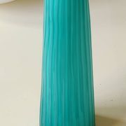 Design Horn/Curved Vase with Ribbed Effects. Turquoise Blue