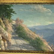 Oil on panel, landscape, Louis XVI style frame, early 20th century