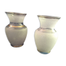 Deux vases blancs vintage en verre effet granité années 50