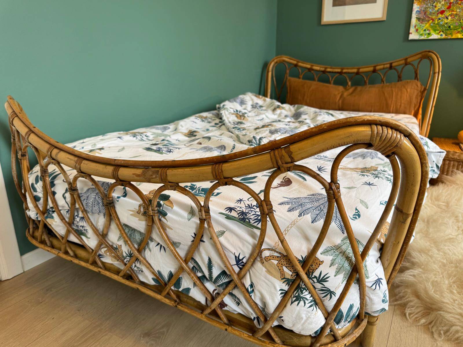 Vintage rattan bed