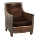 Art Deco design armchair finished in velvet and fitted with decorative nails
