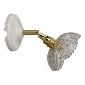 Applique abat-jour jour vintage en verre ciselé - collection vaisselle -
