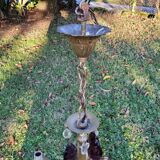 Bronze chandelier with grapevines of amber purple crystal color 6 branches