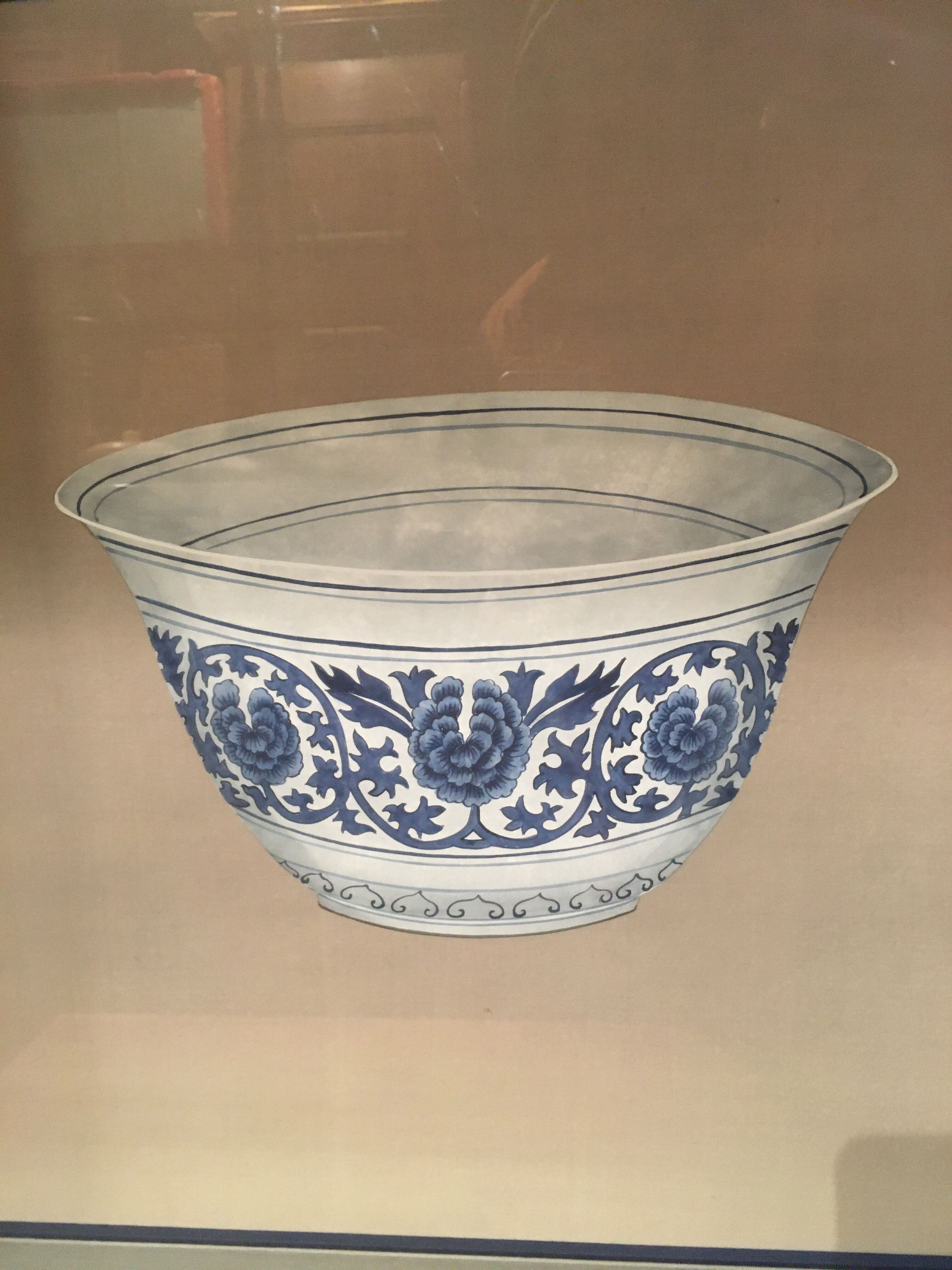 Ming blue and white pottery, hand-painted.