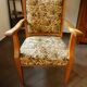 Vintage Salon Armchair with Floral Tapestry Upholstery and Scroll Armrests