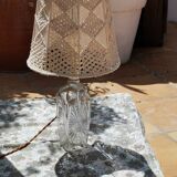 Table lamp - glass foot and hook lampshade 70s
