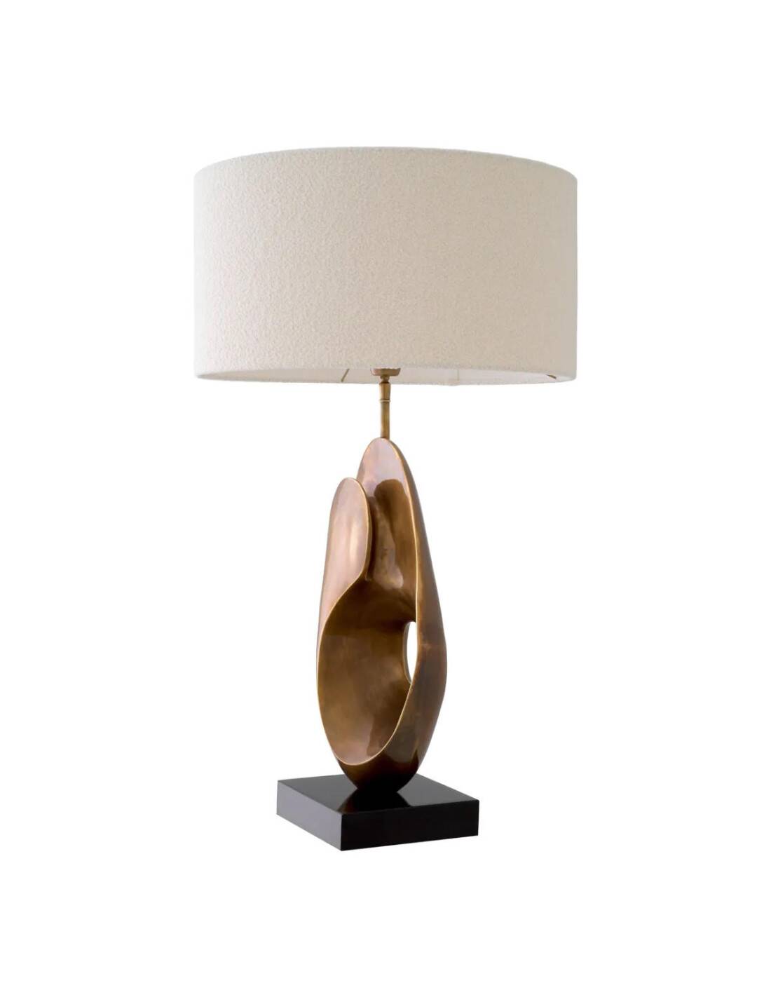 Pair of table lamps in patinated brass and black granite base.