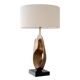 Pair of table lamps in patinated brass and black granite base.