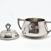 Art Nouveau sugar bowl, silver-plated brass, WMF, Germany, early 20th century