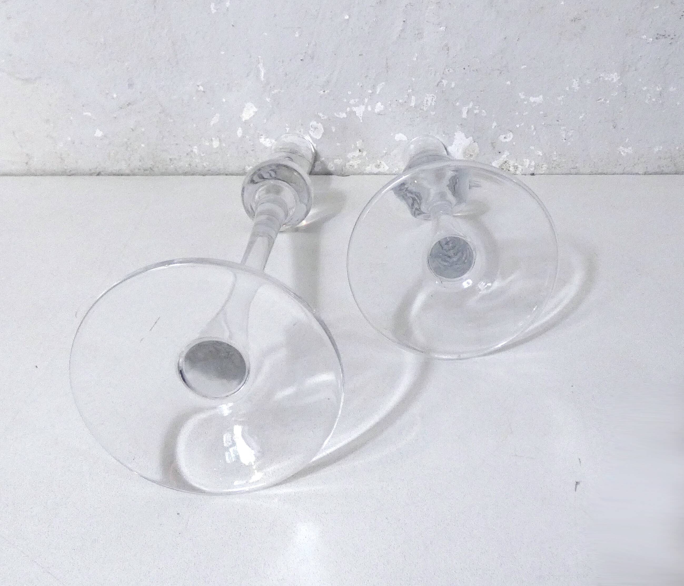 pair of blown glass candlesticks