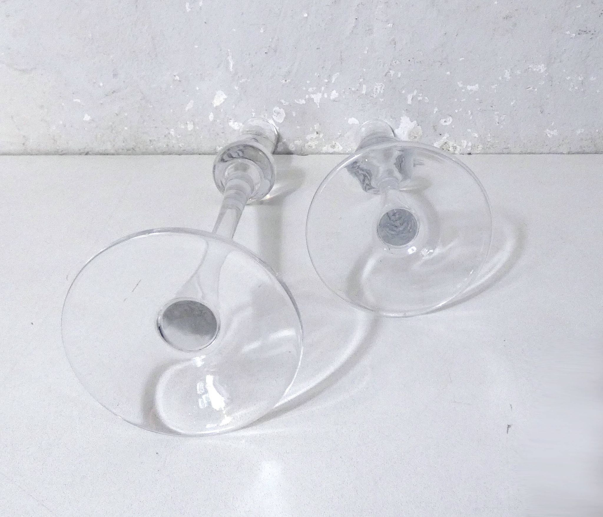 pair of blown glass candlesticks