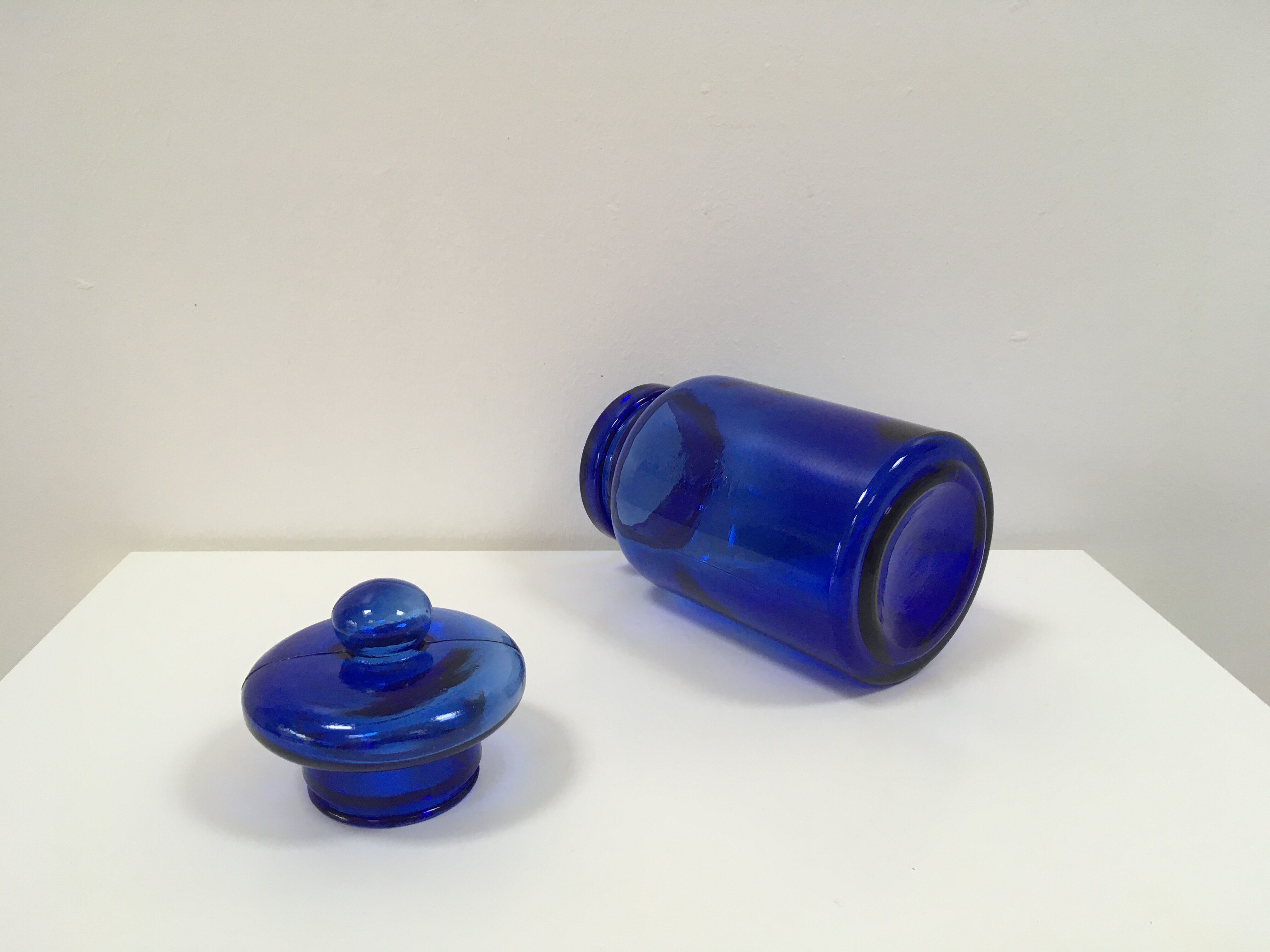 Vintage cobalt blue glass pot