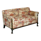 Antique Howard & Sons canapé, Aesthetic Movement, claw and ball feet, chinoiserie fabric.