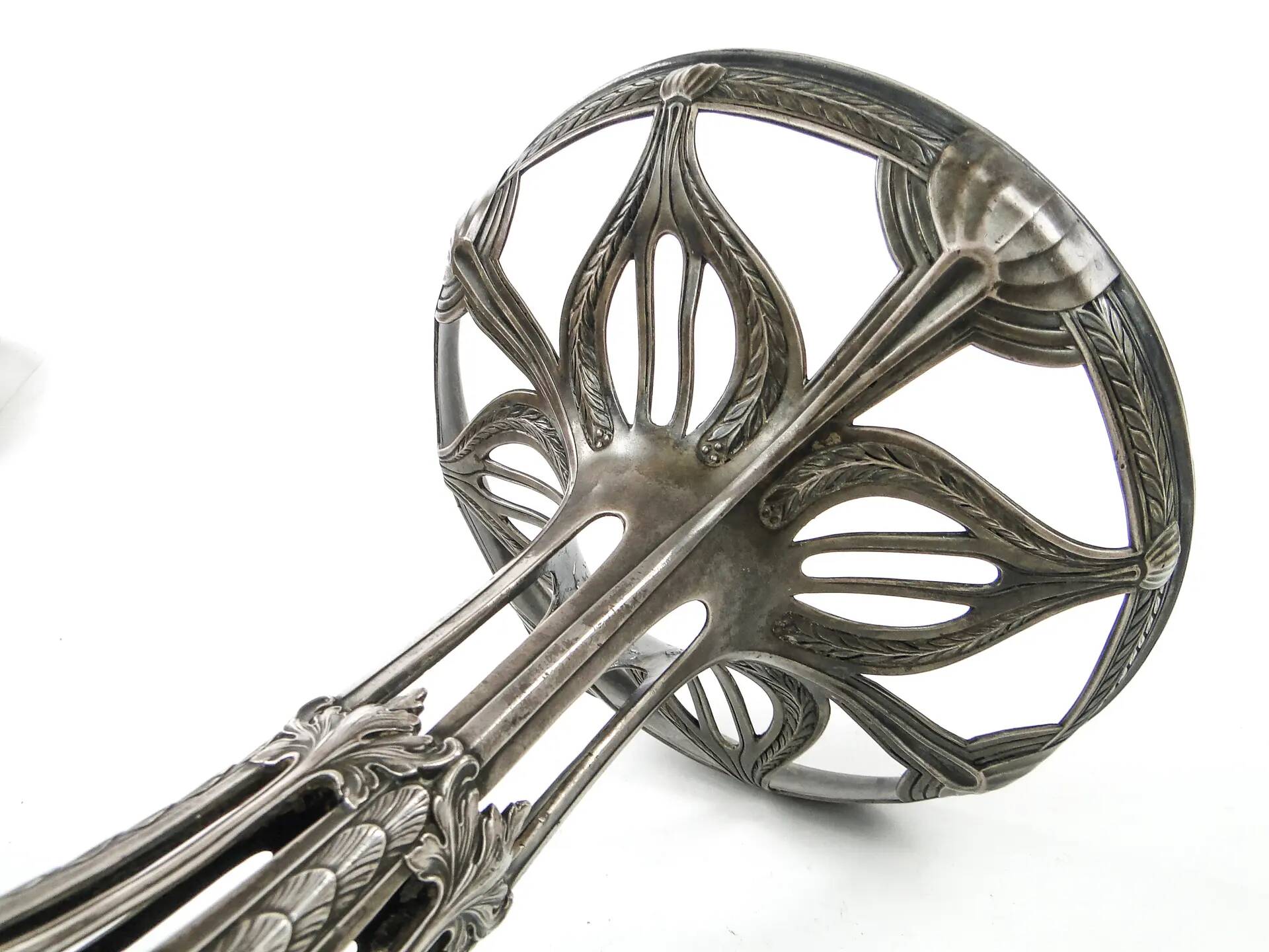 Art Nouveau figural centerpiece, silver-plated pewter, WMF, Germany, early 20th century