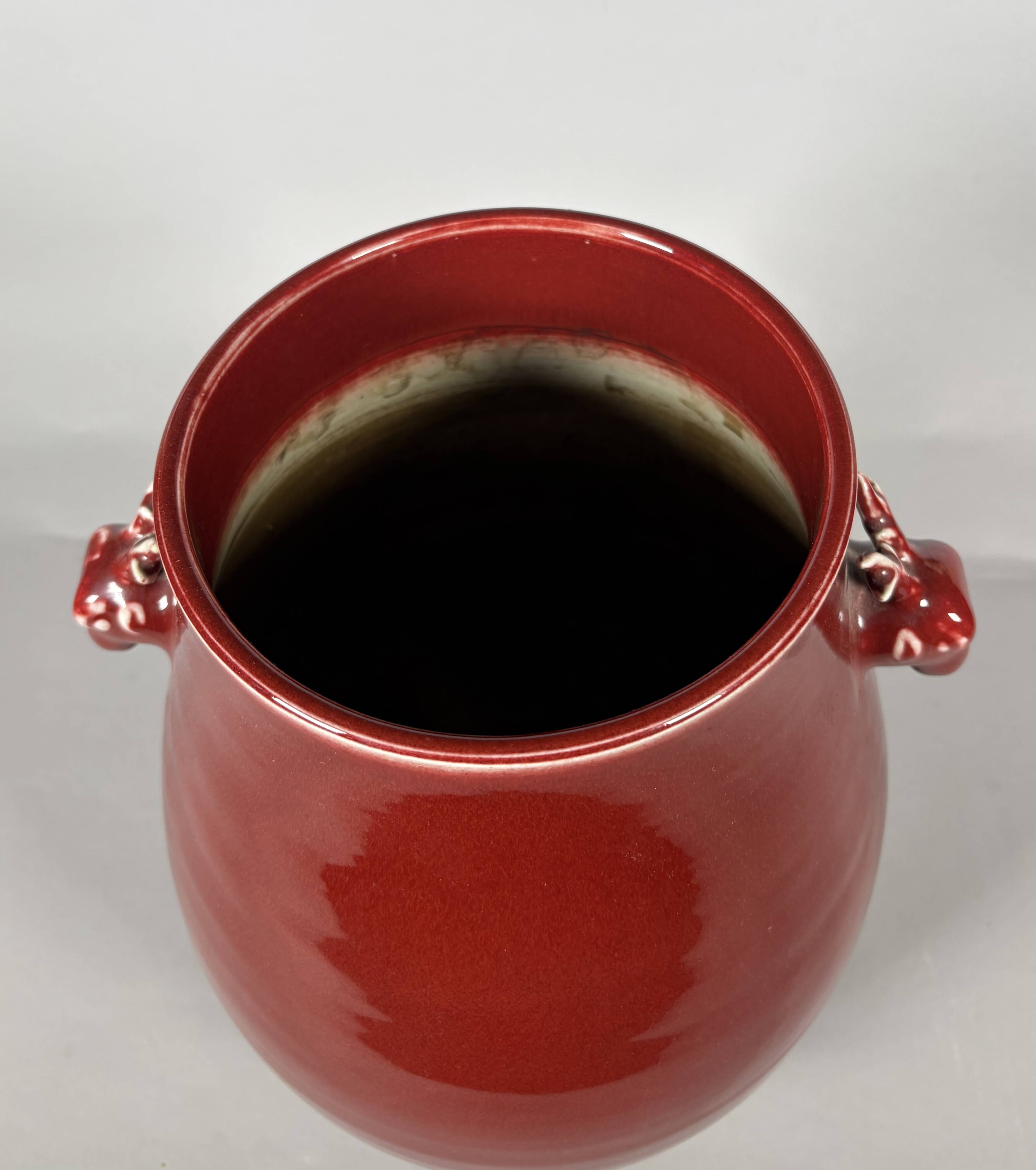 Large red porcelain vase "Ox Blood" - China Qing. 19th century