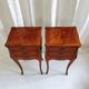 Louis XV French bedside tables with floral marquetry, 1940s, set of 2