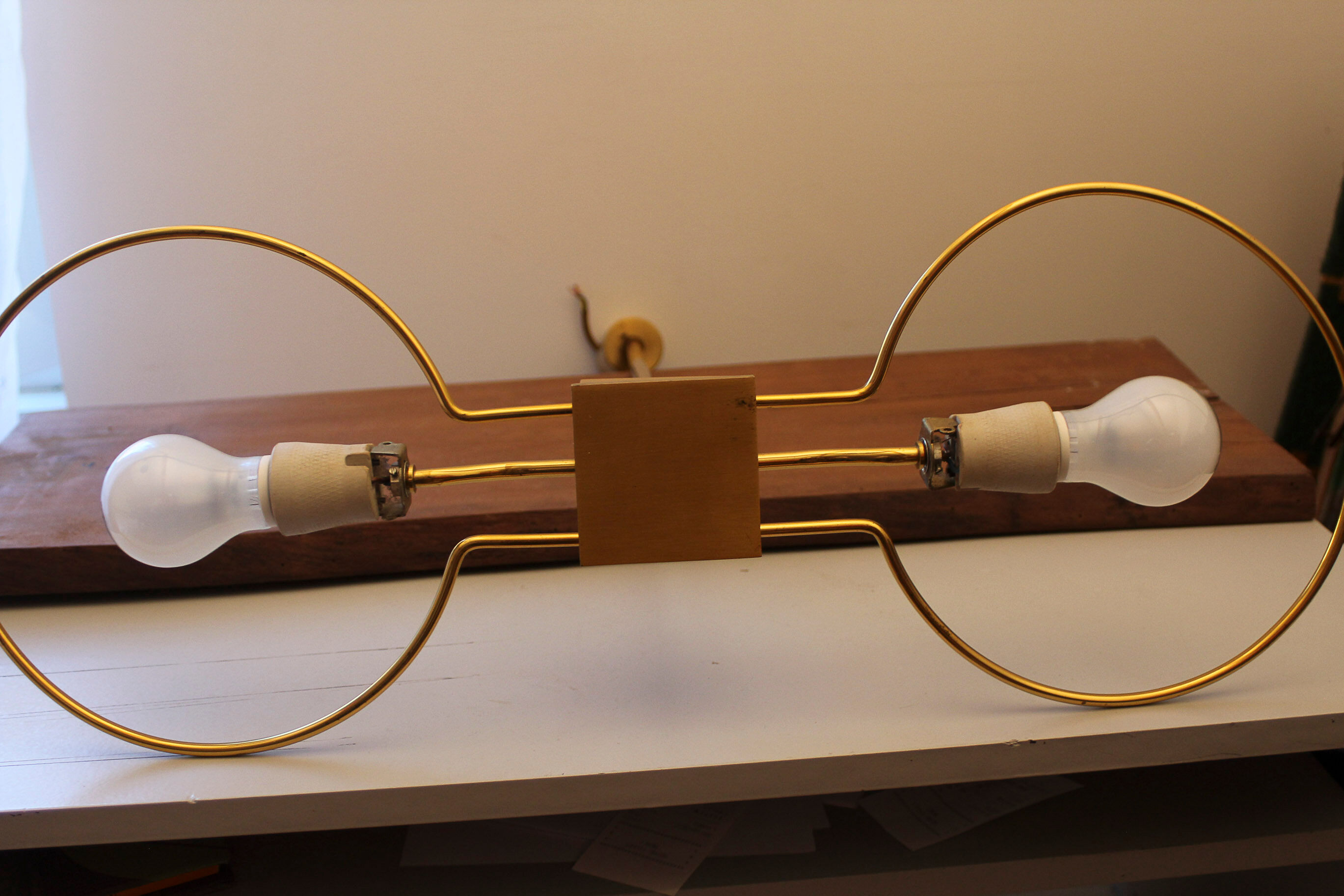 Brass pendant lamp Lucien Gau Paris 70s
