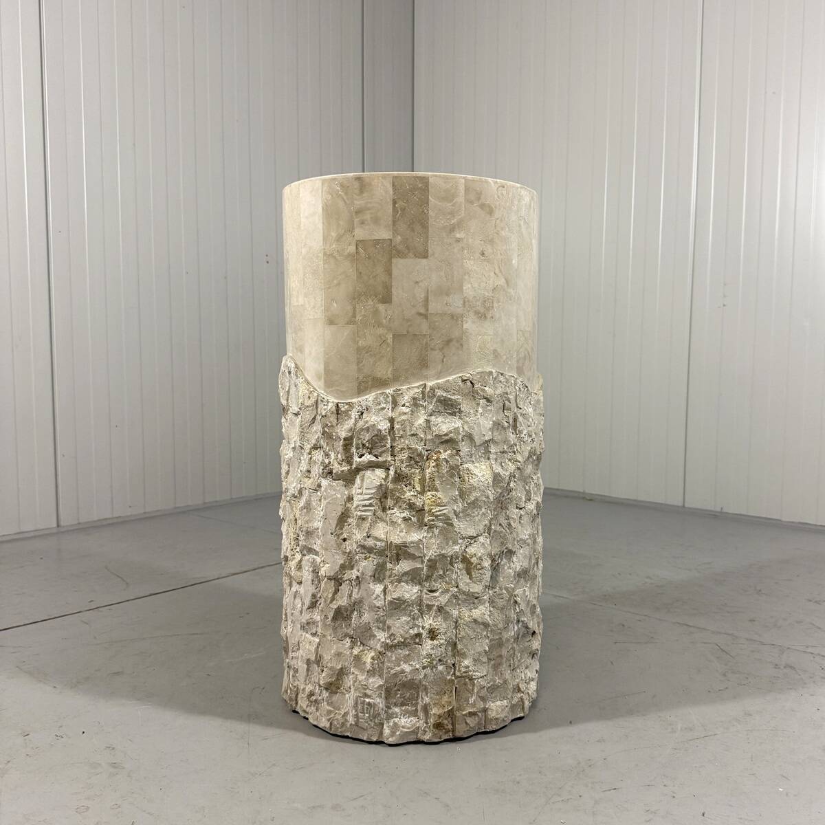 Travertine mactan stone columns & vase 1980’s