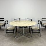 Roche Bobois round marble table for 6 people, 1970s