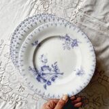 Assiette plate décor violet UC Sarreguemines Modèle Flore