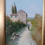 Gino Tommasi Peinture à l'huile sur panneau 1890/1942 Vue toscane