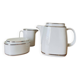 Tea set Teapot Sugar bowl Milk jug White porcelain silver