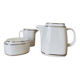 Tea set Teapot Sugar bowl Milk jug White porcelain silver