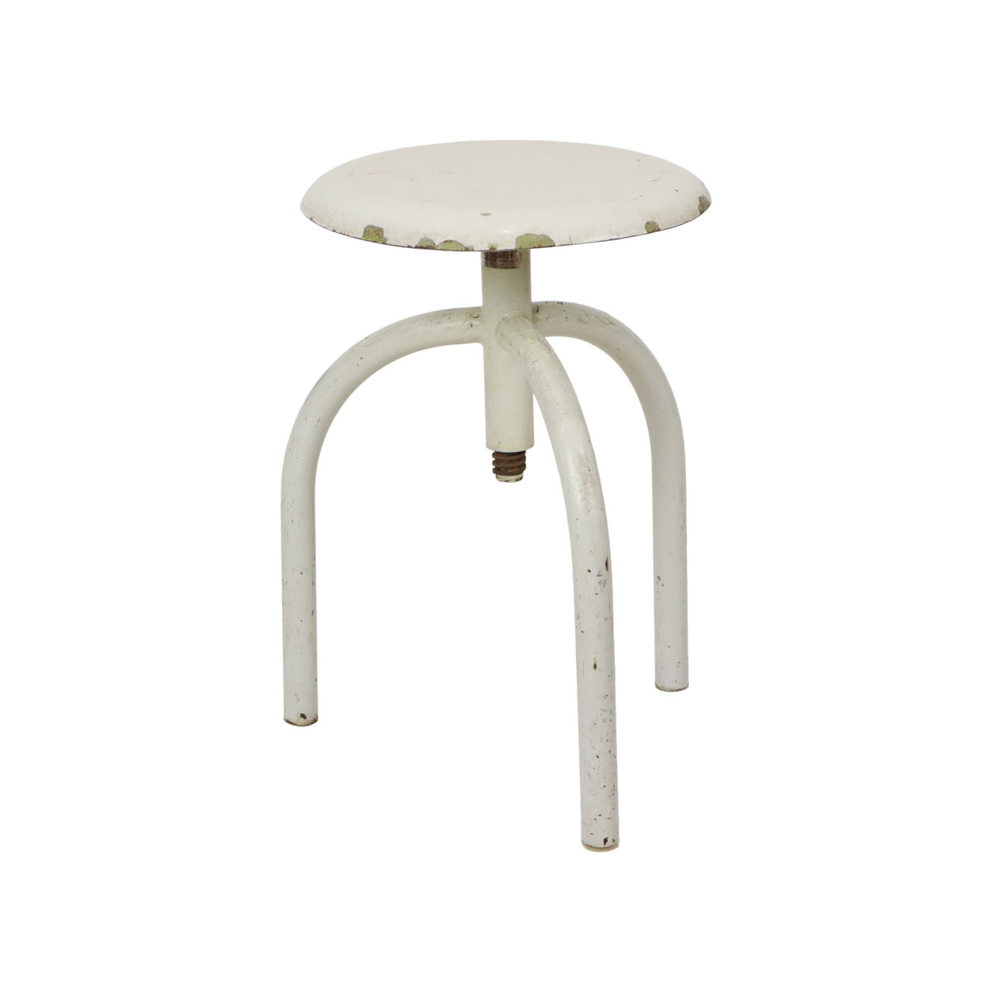 Industrial Antique Metal Doctor's Stool Lab Stool Early 20th Century