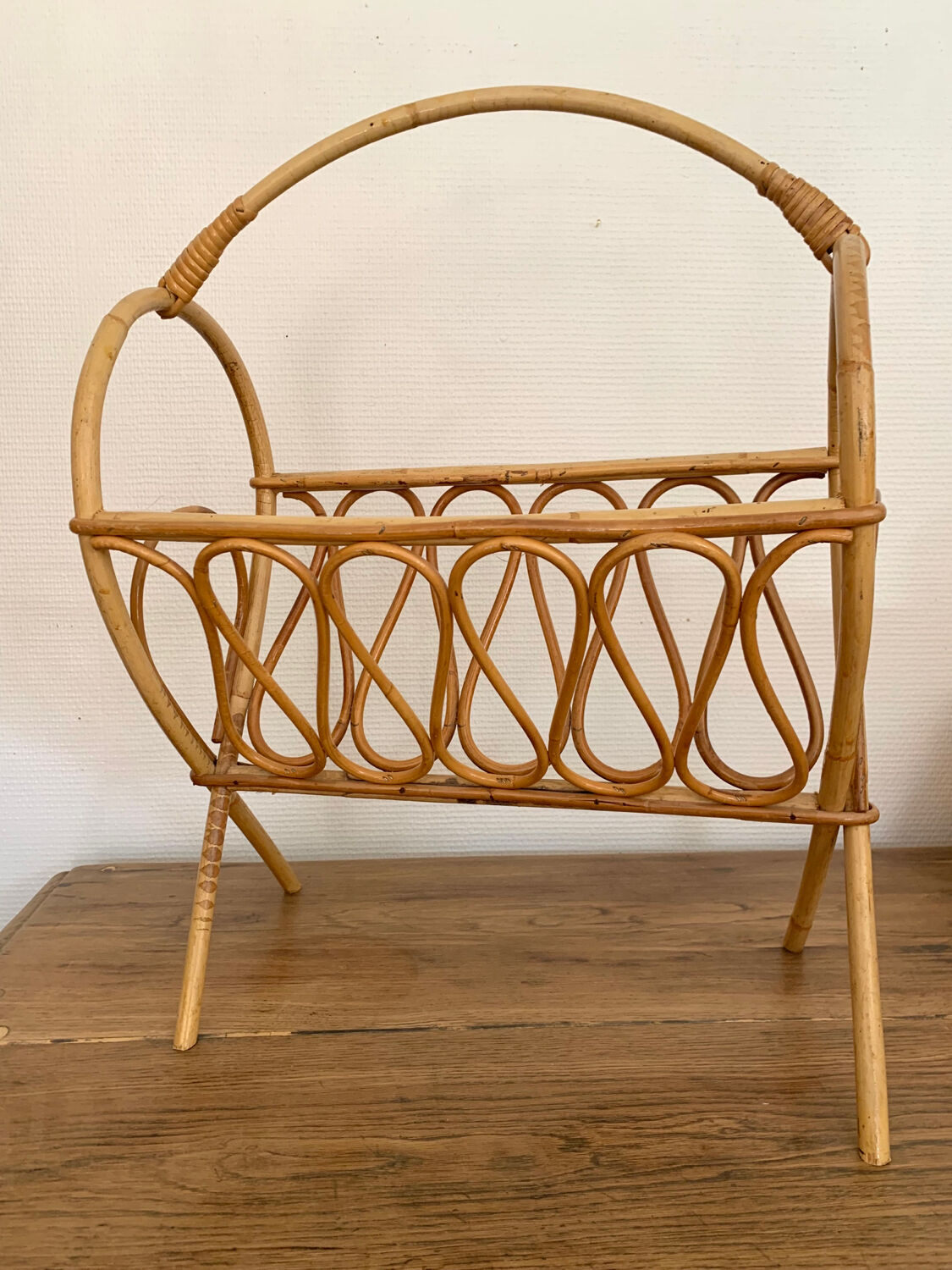 Rattan magazine rack