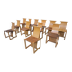 Mid-Century Modern Set of 12 Wood and Leather Chairs, Italy, 1950s