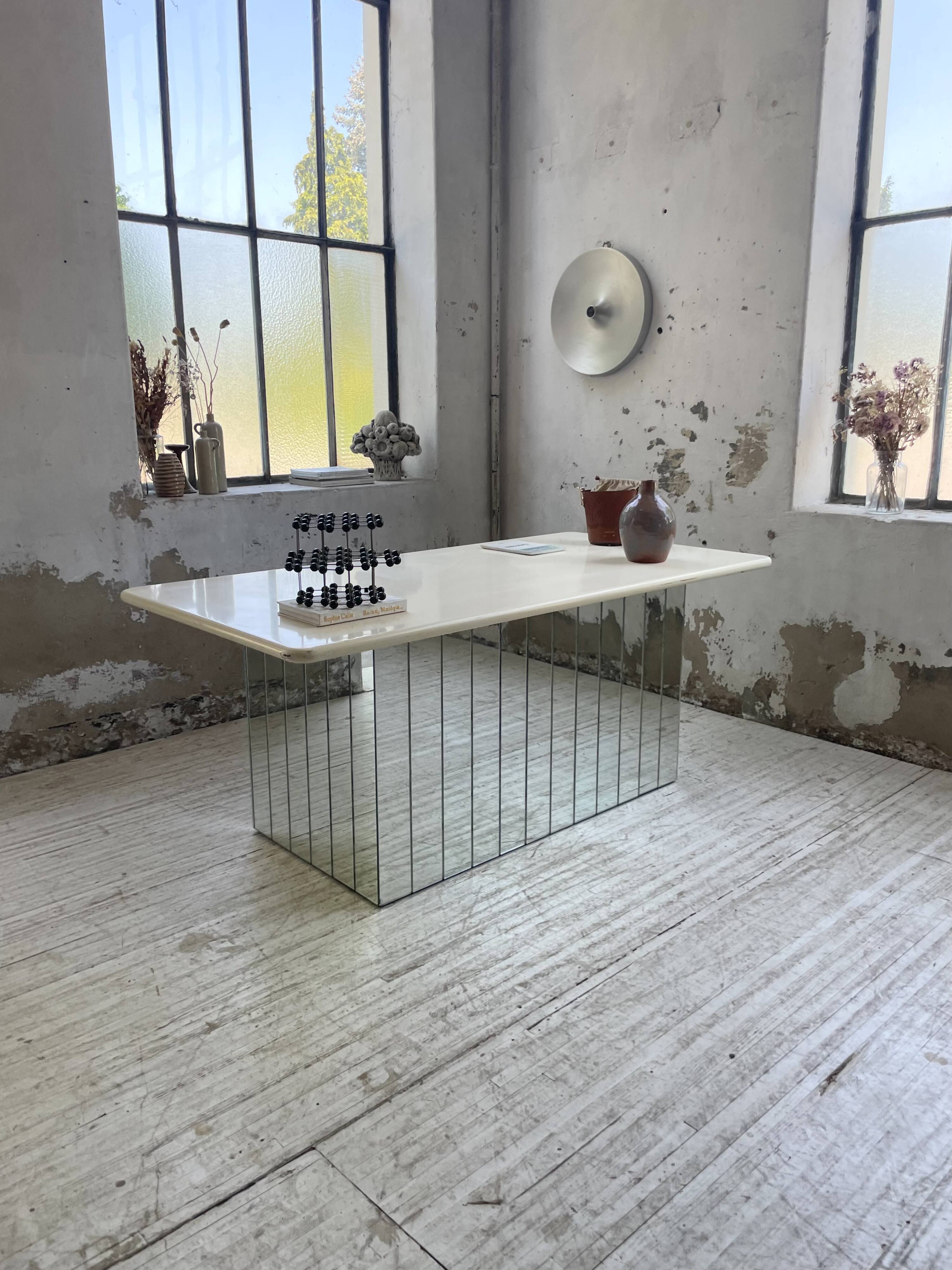 80s lacquered desk and mirror