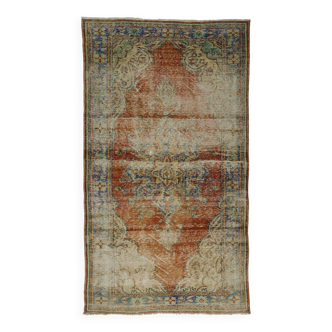 Tapis vintage turc tissé à la main unique en son genre - charme vintage rustique 283x 156 cm