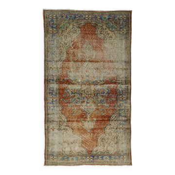 One-of-a-kind turkish handwoven vintage rug - rustic vintage charm 283x 156 cm