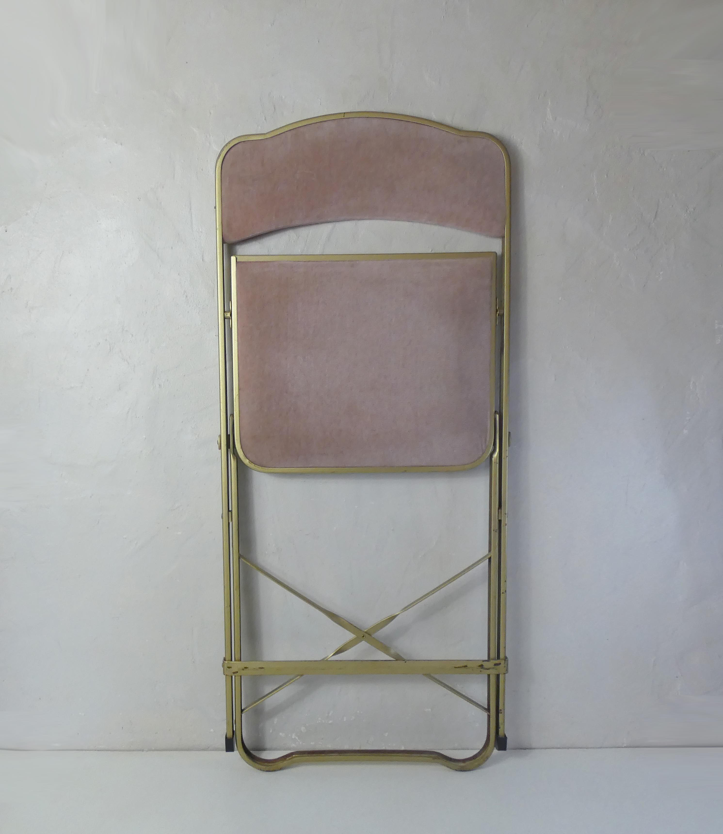 Folding chair chaisor powder pink velvet