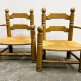 Pair of Charles Dudouyt low rushed easy armchairs, 1940s.