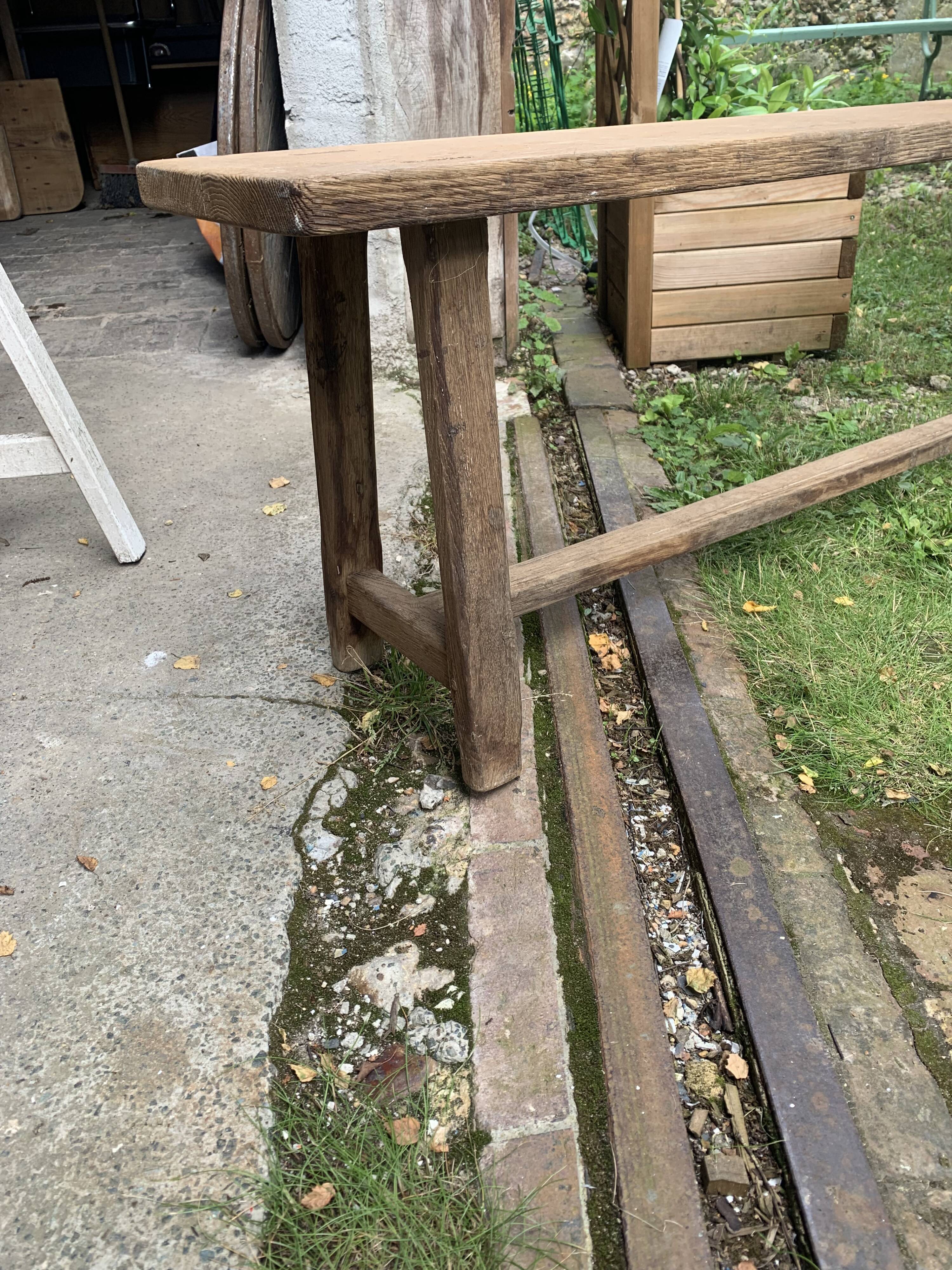 Solid oak wooden bench