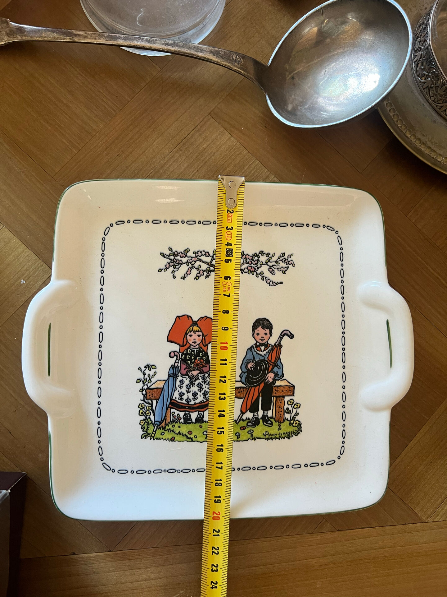 Vintage square plate Alsatian person Villeroy & Boch