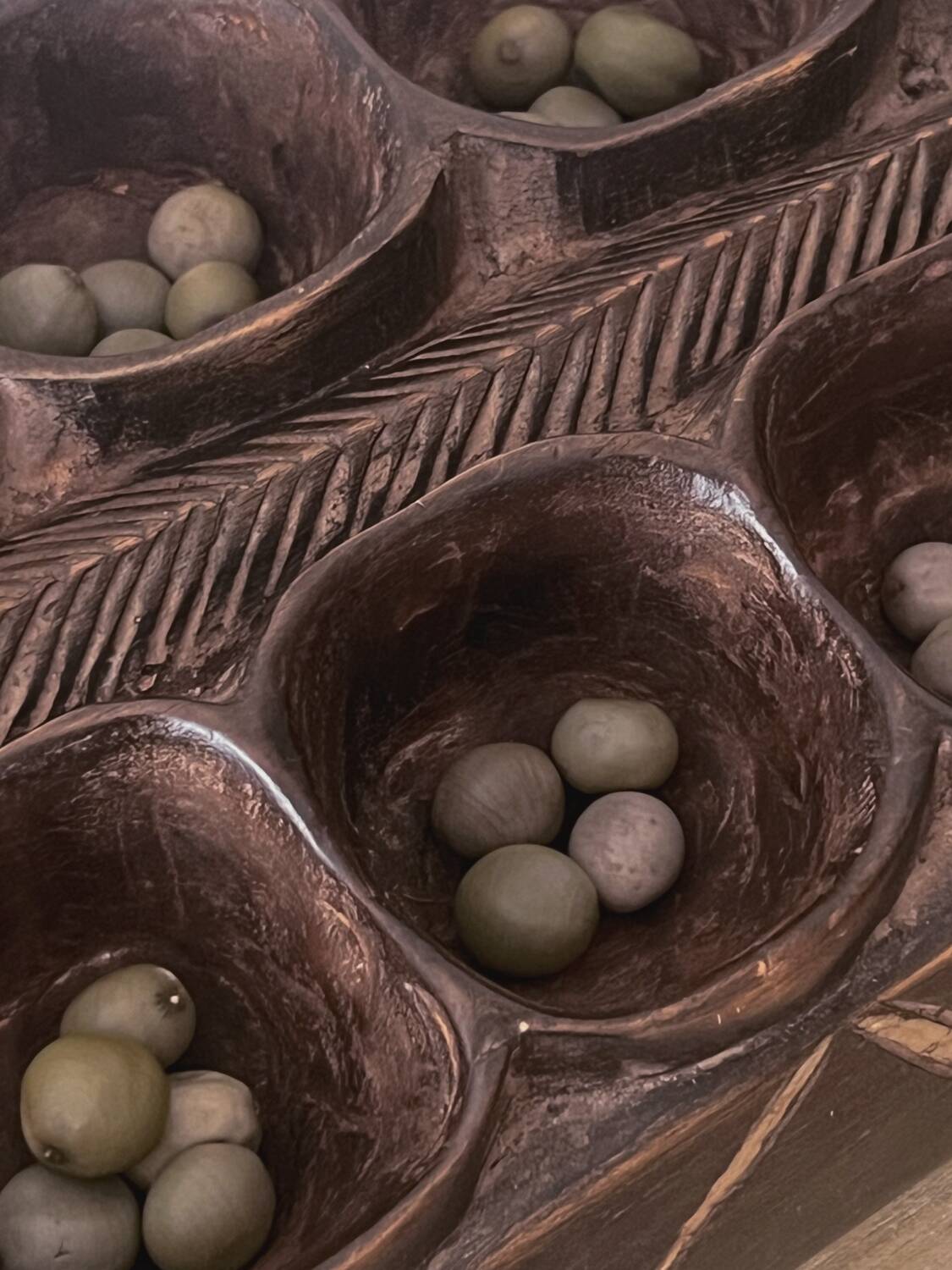 Large wooden Awale Baoule game (Burkina Faso)