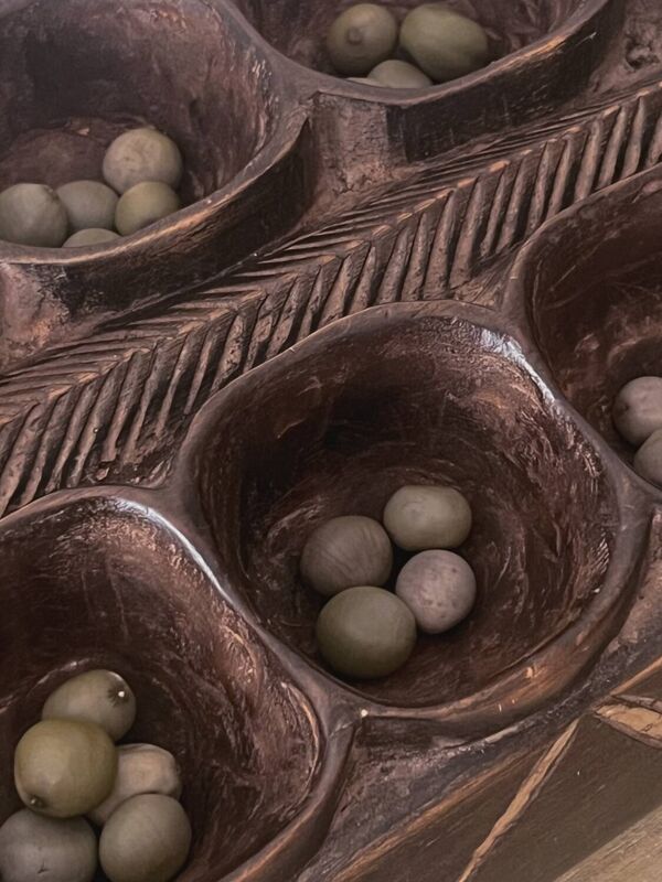 Grand jeu Awale Baoule en bois (Burkina Faso)