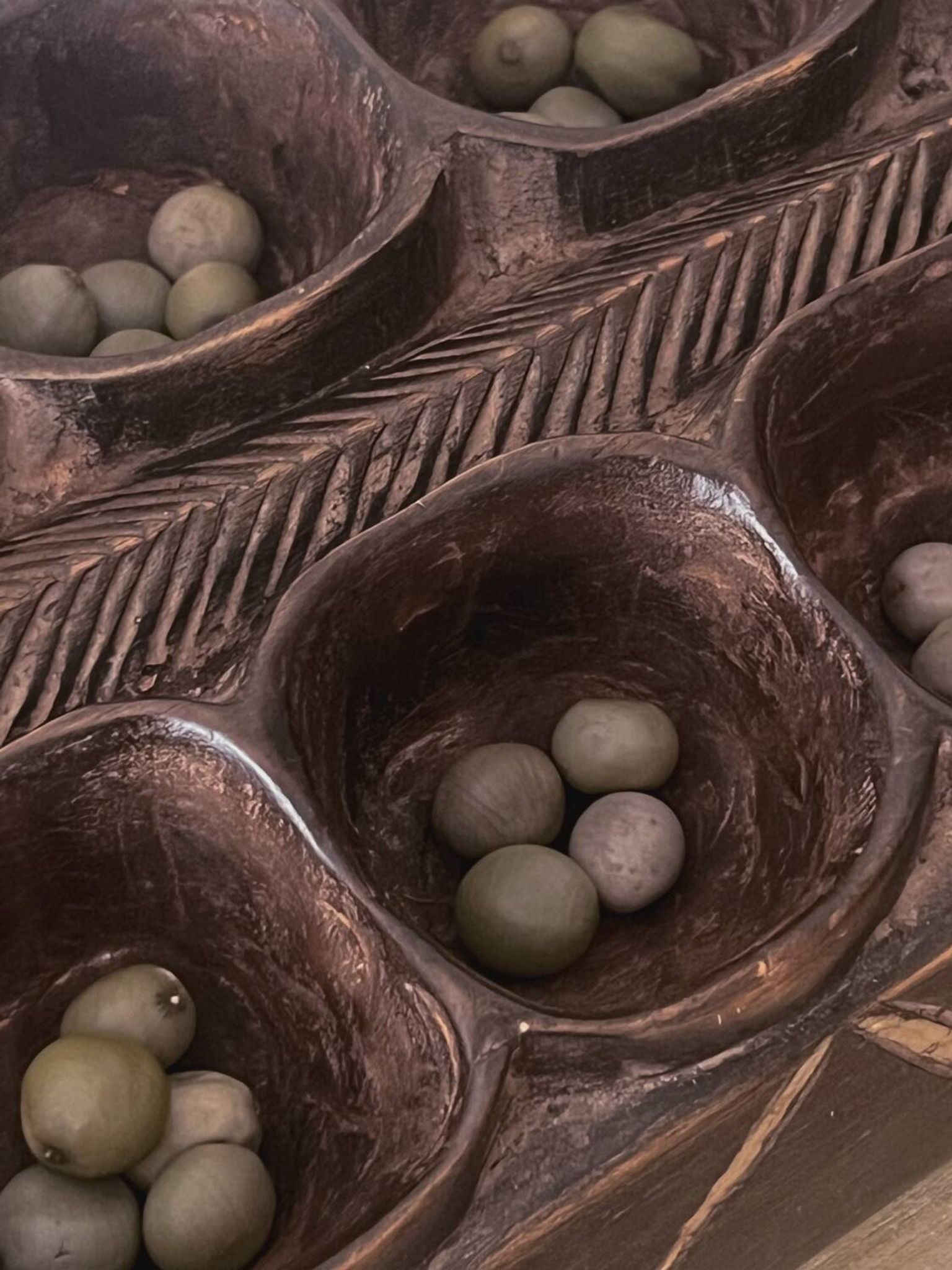 Large wooden Awale Baoule game (Burkina Faso)