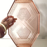 Plateau en verre rose