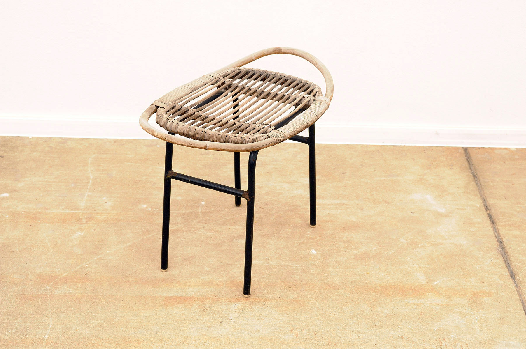 Mid century rattan stool by Alan Fuchs for Uluv 1960´s Czechoslovakia