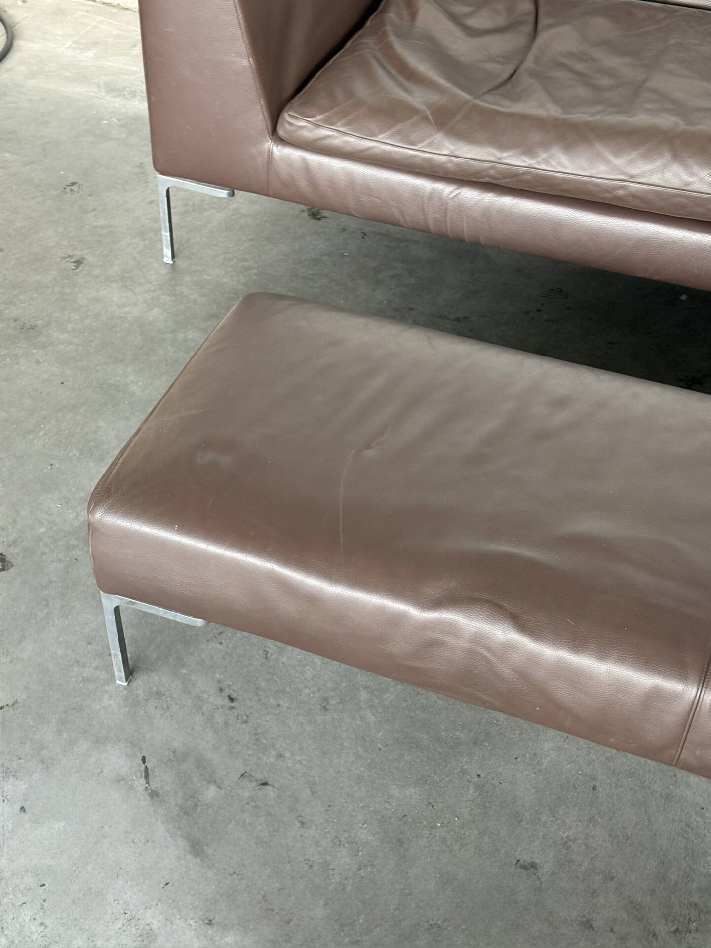 B&B Italia sofa “Charles” Leather Sofa with Matching Ottoma